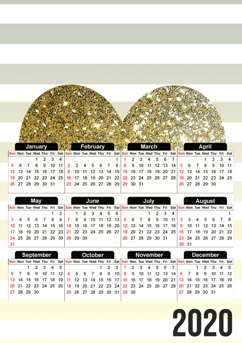  Sunny Gold Glitter Heart for A3 Photo Calendar 30x43cm