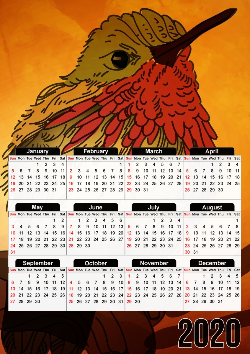  Sunset Bird for A3 Photo Calendar 30x43cm