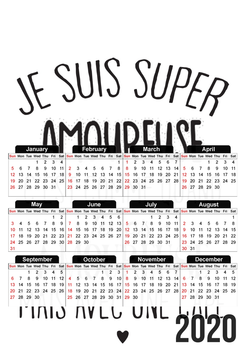  Super amoureuse for A3 Photo Calendar 30x43cm