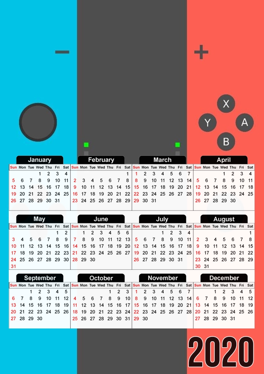  Switch Joycon Controller ART for A3 Photo Calendar 30x43cm