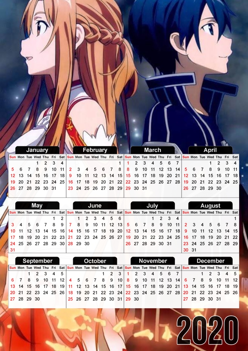  Sword Art Online for A3 Photo Calendar 30x43cm