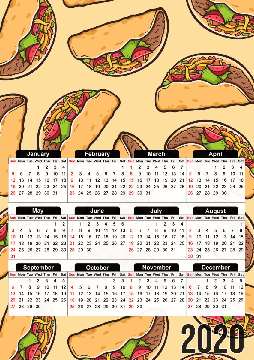  Taco seamless pattern mexican food for A3 Photo Calendar 30x43cm