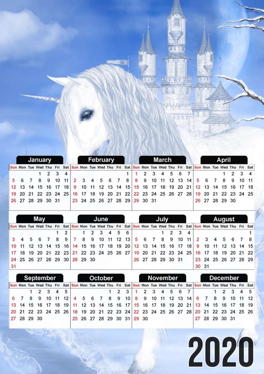  The White Unicorn for A3 Photo Calendar 30x43cm