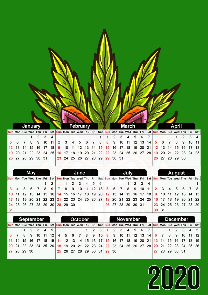  Tiki mask cannabis weed smoking for A3 Photo Calendar 30x43cm