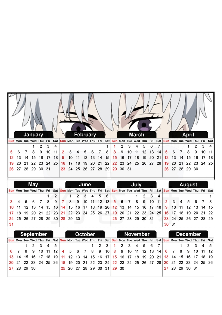  Toge Jujutsu Kaisen - Eyes Looking for A3 Photo Calendar 30x43cm