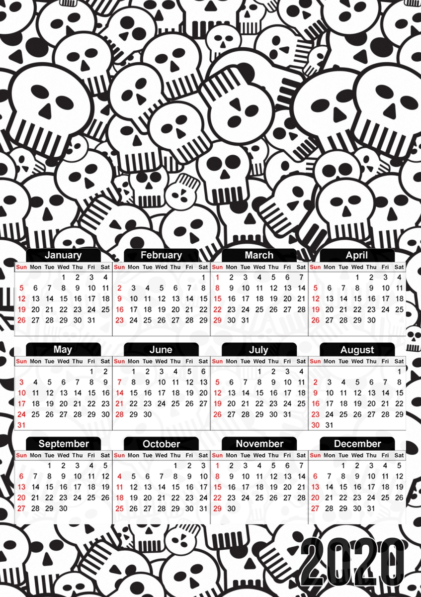  toon skulls, black and white for A3 Photo Calendar 30x43cm