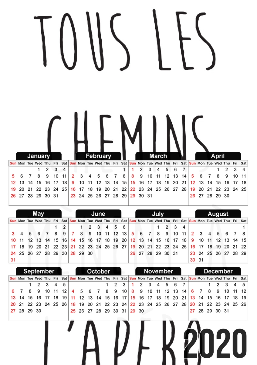  Tous les chemins menent a lapero for A3 Photo Calendar 30x43cm