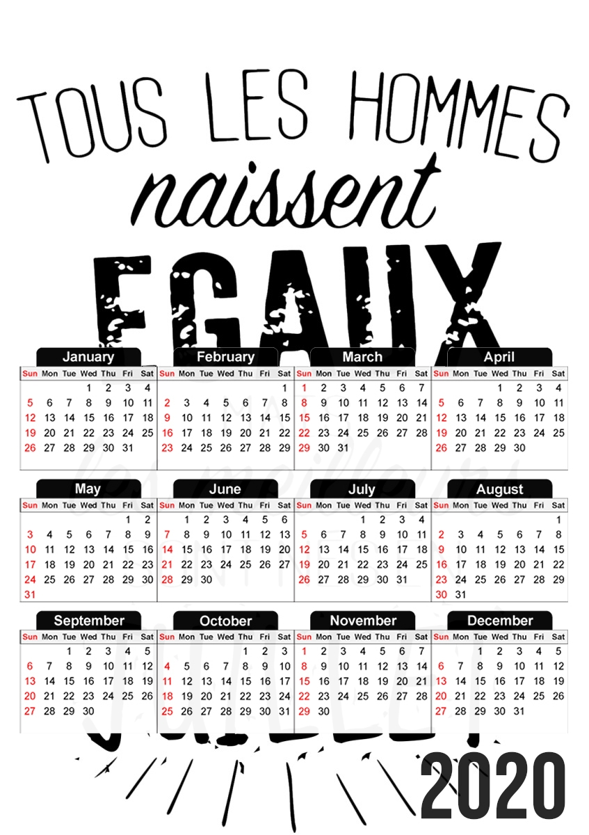  Tous les hommes naissent egaux mais les meilleurs sont nes en Juillet for A3 Photo Calendar 30x43cm