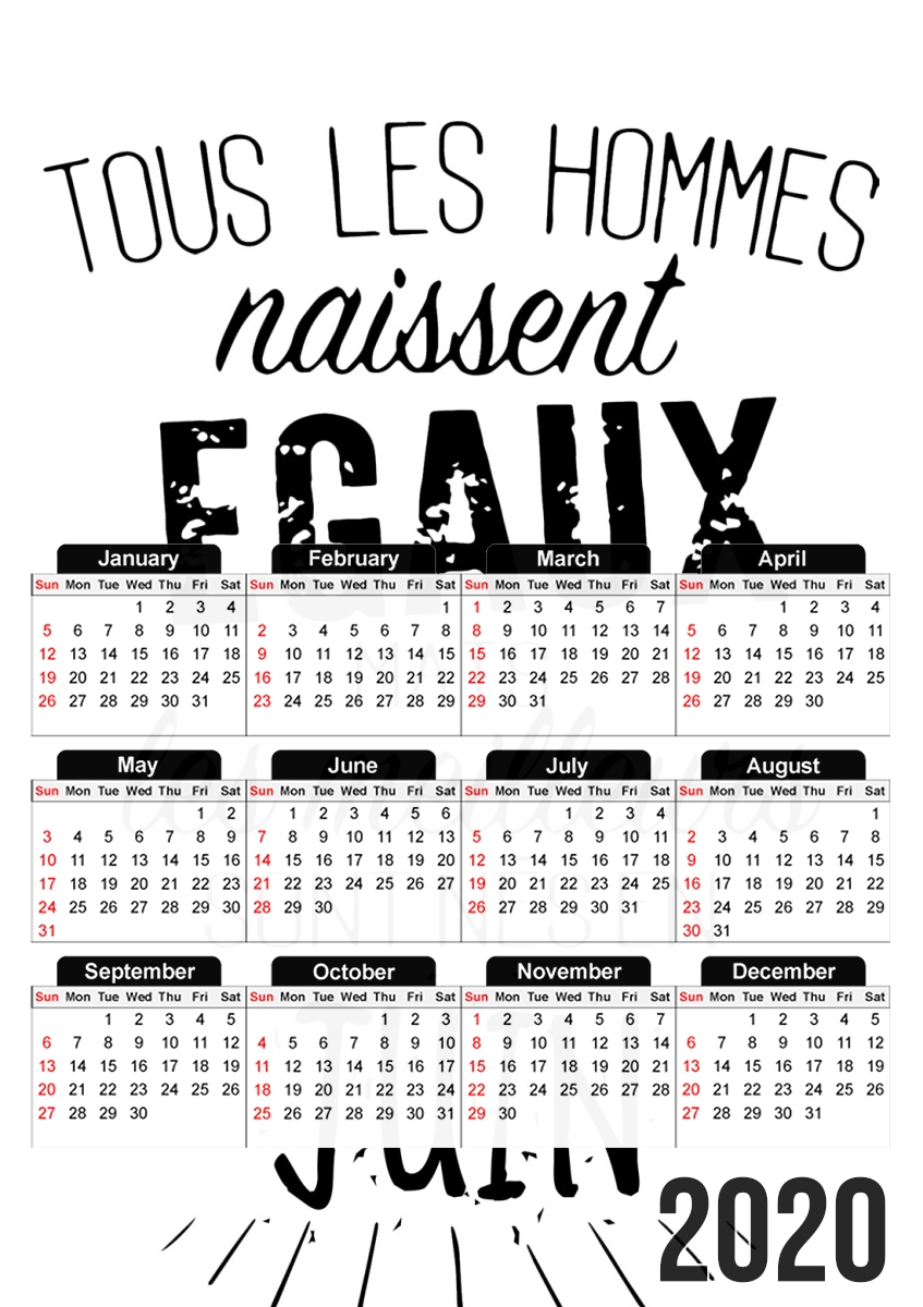  Tous les hommes naissent egaux mais les meilleurs sont nes en Juin for A3 Photo Calendar 30x43cm