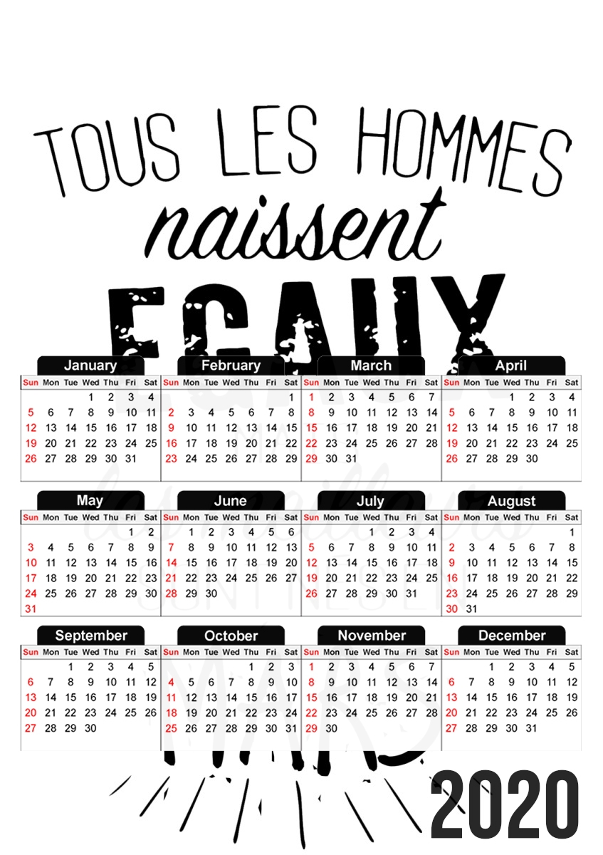  Tous les hommes naissent egaux mais les meilleurs sont nes en Mars for A3 Photo Calendar 30x43cm