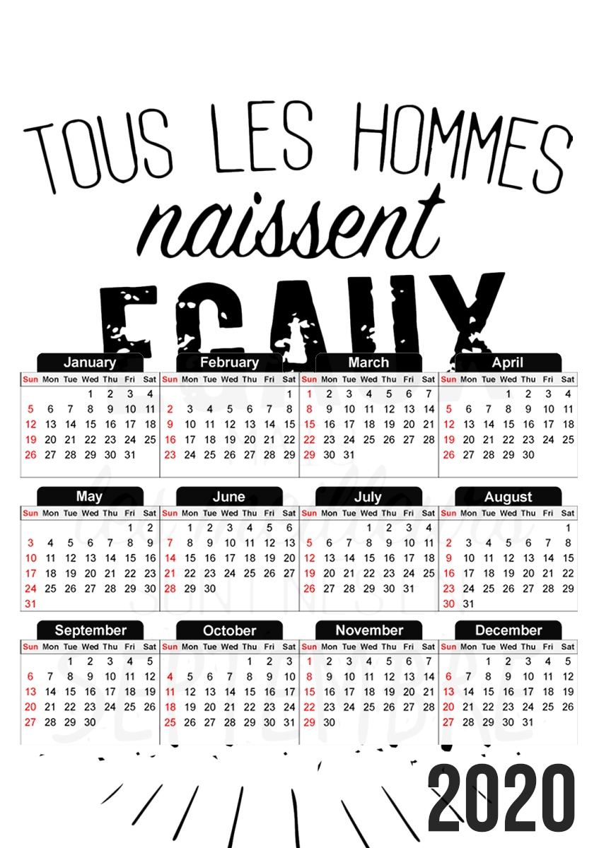  Tous les hommes naissent egaux mais les meilleurs sont nes en Septembre for A3 Photo Calendar 30x43cm