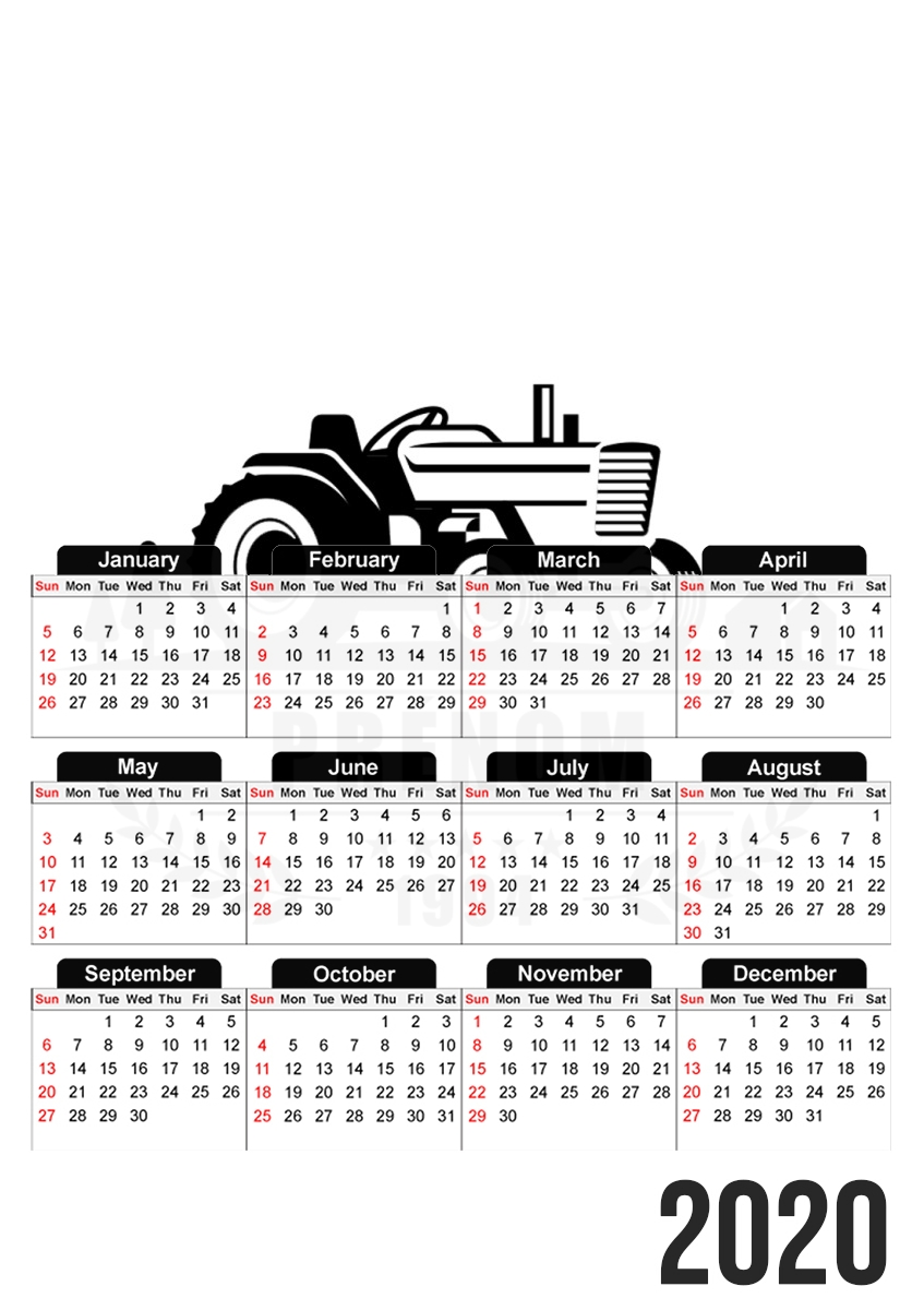  Tractor Logo Natural custom Name Tag for A3 Photo Calendar 30x43cm