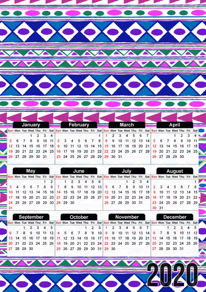  Tribalfest pink and purple aztec for A3 Photo Calendar 30x43cm