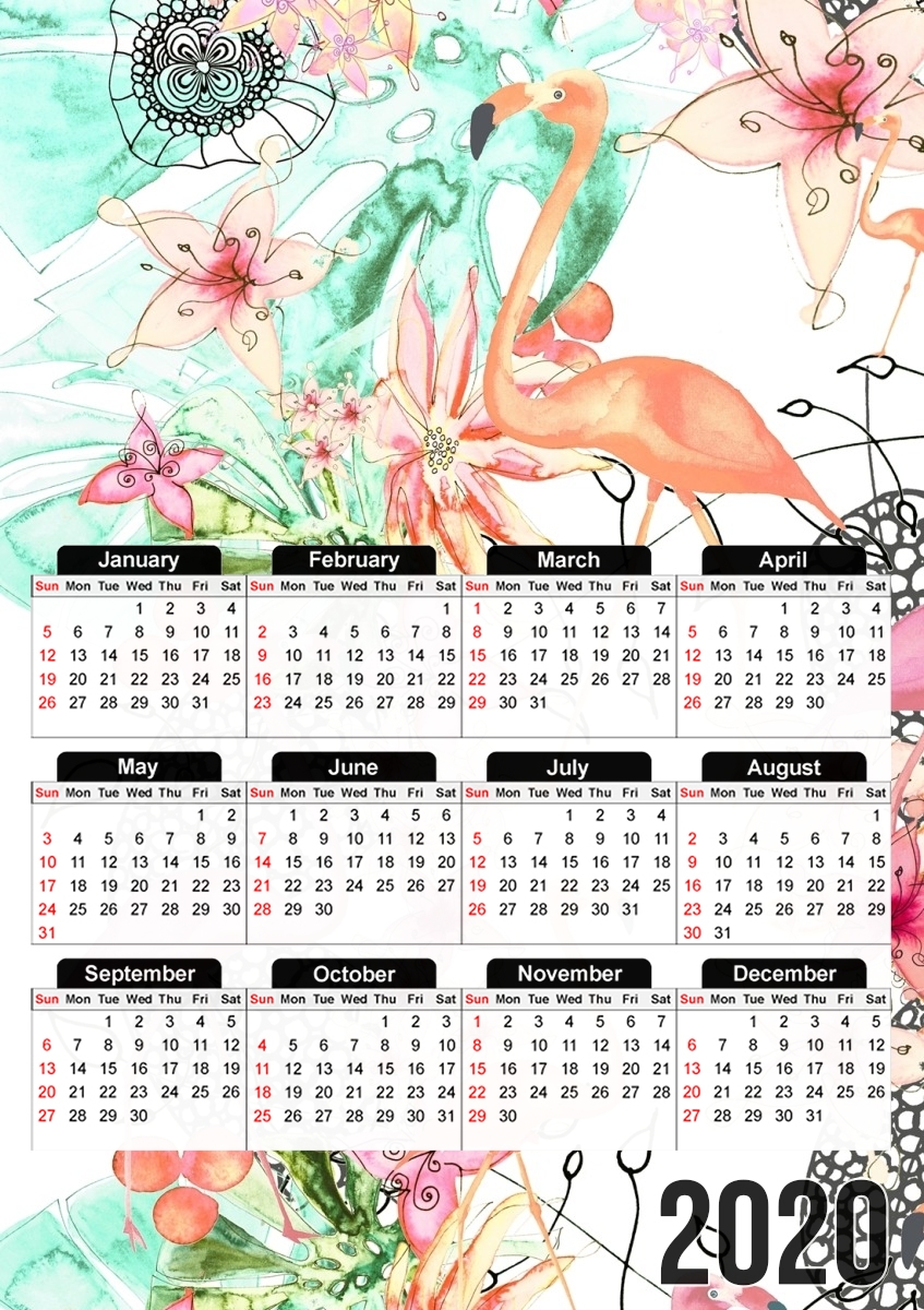  TROPICAL FFLAMINGO for A3 Photo Calendar 30x43cm