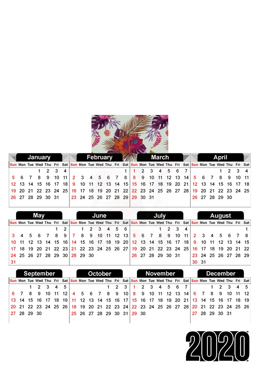  Tropical Floral passion for A3 Photo Calendar 30x43cm