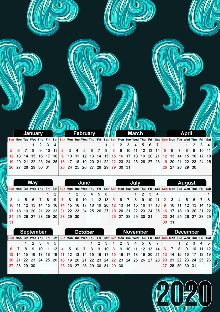  turquoise waves for A3 Photo Calendar 30x43cm