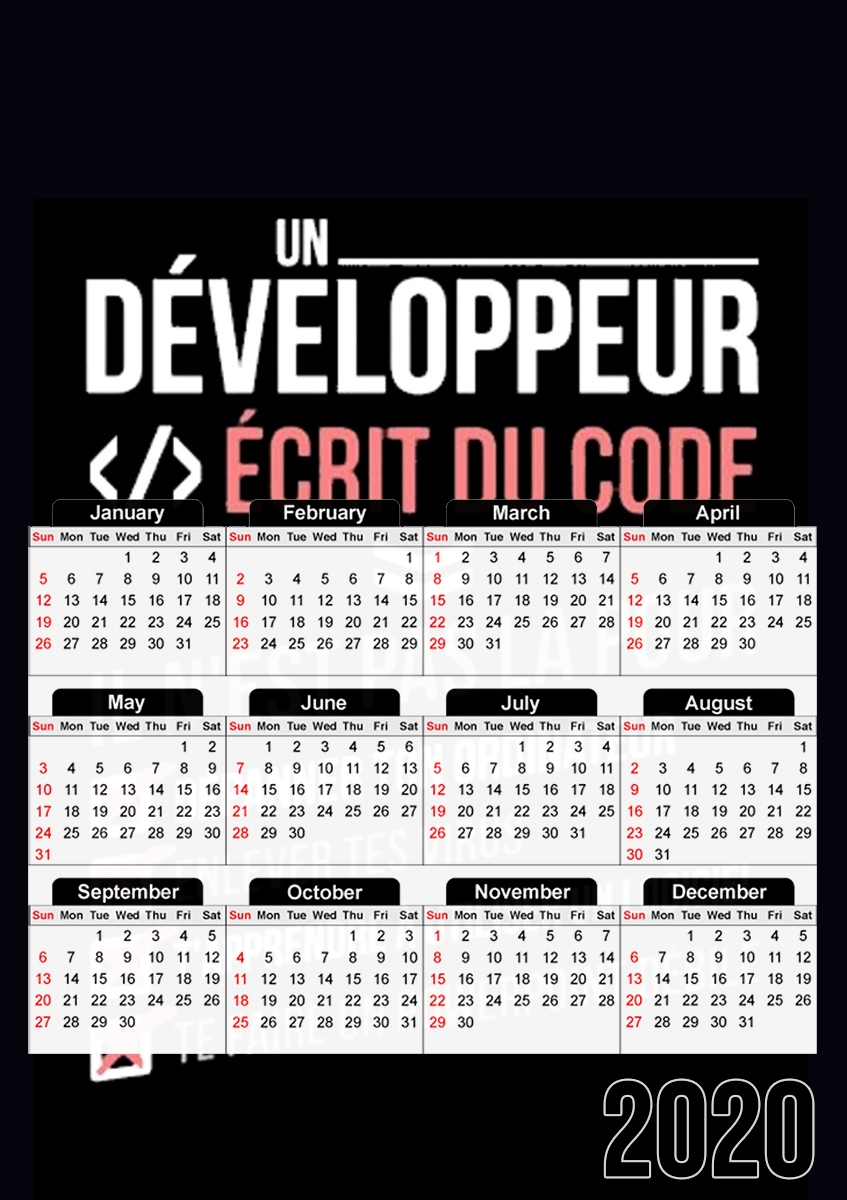  Un developpeur ecrit du code Stop for A3 Photo Calendar 30x43cm