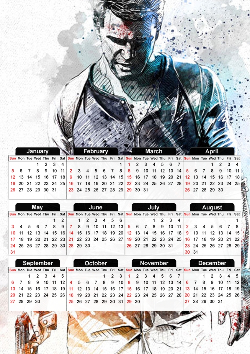  Uncharted Nathan Drake Watercolor Art for A3 Photo Calendar 30x43cm