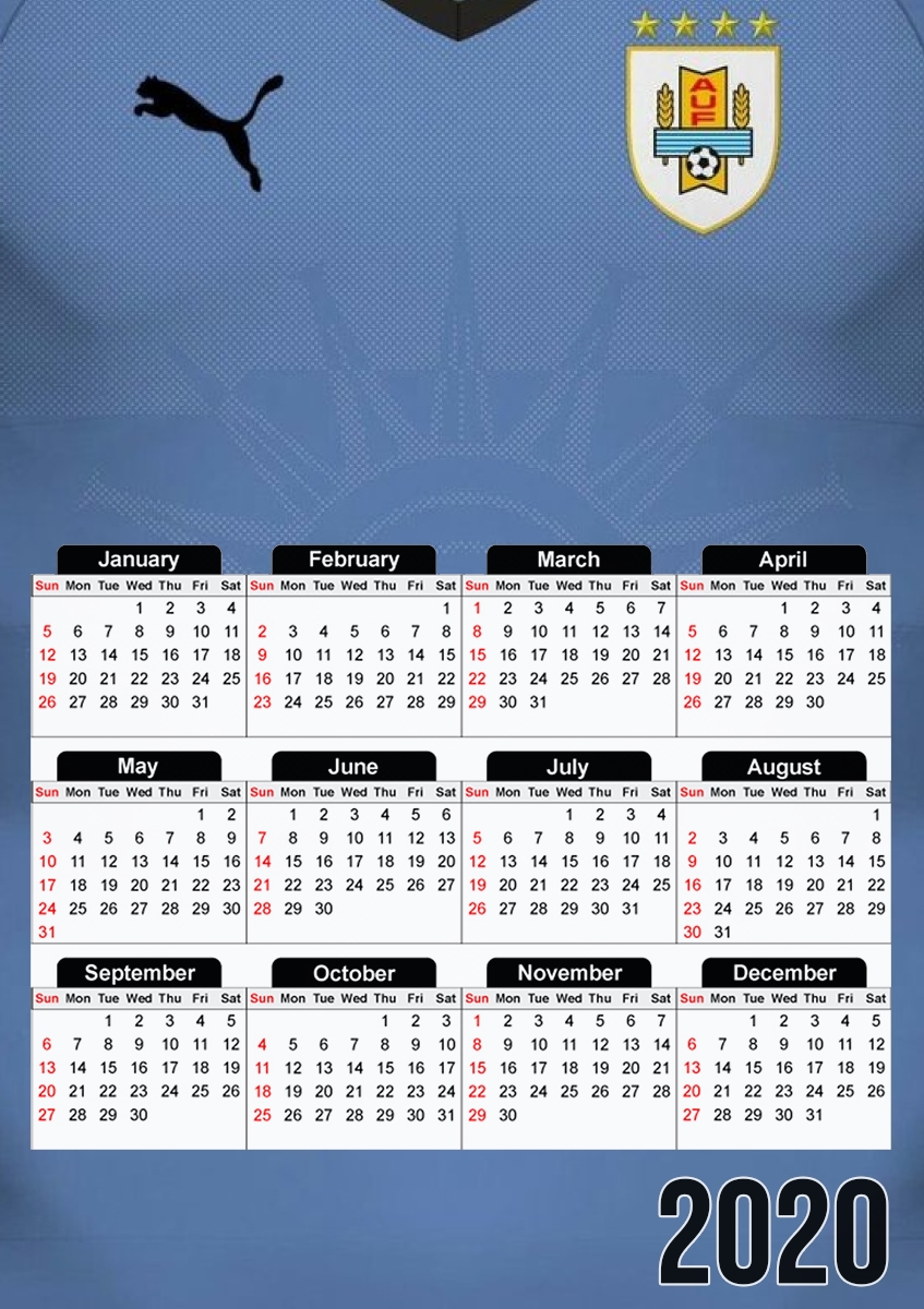  Uruguay World Cup Russia 2018  for A3 Photo Calendar 30x43cm