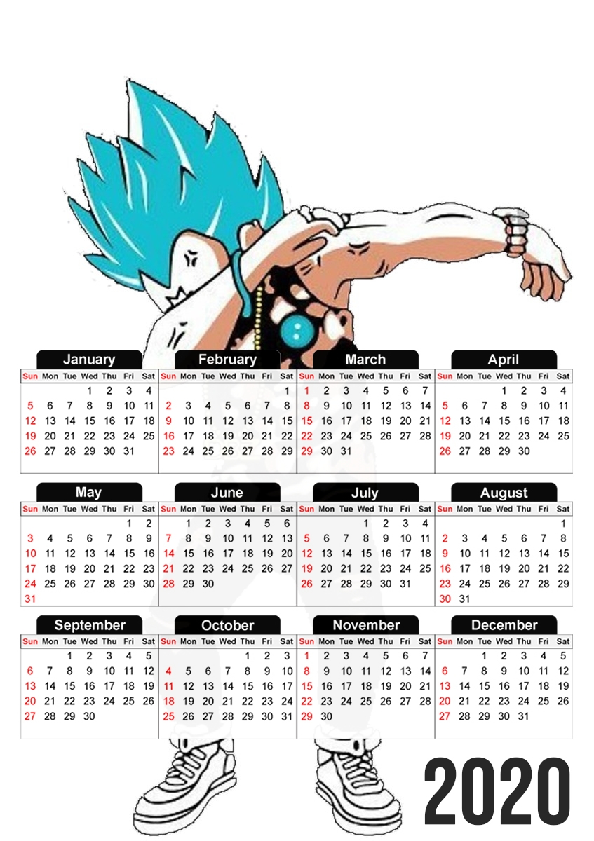  Vegeta Sayian God Dab for A3 Photo Calendar 30x43cm