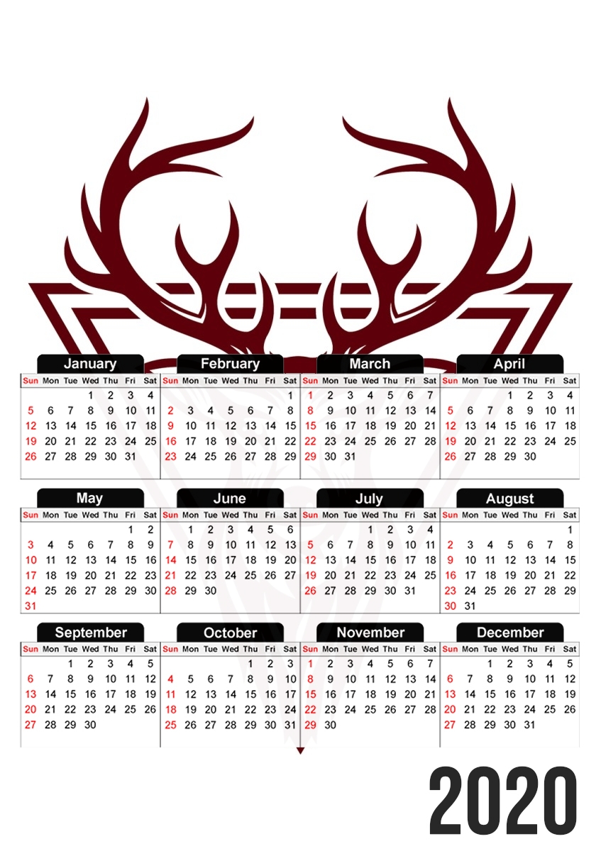  Vintage deer hunter logo for A3 Photo Calendar 30x43cm