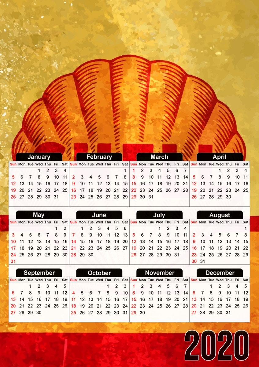  Vintage Gas Station Shell for A3 Photo Calendar 30x43cm