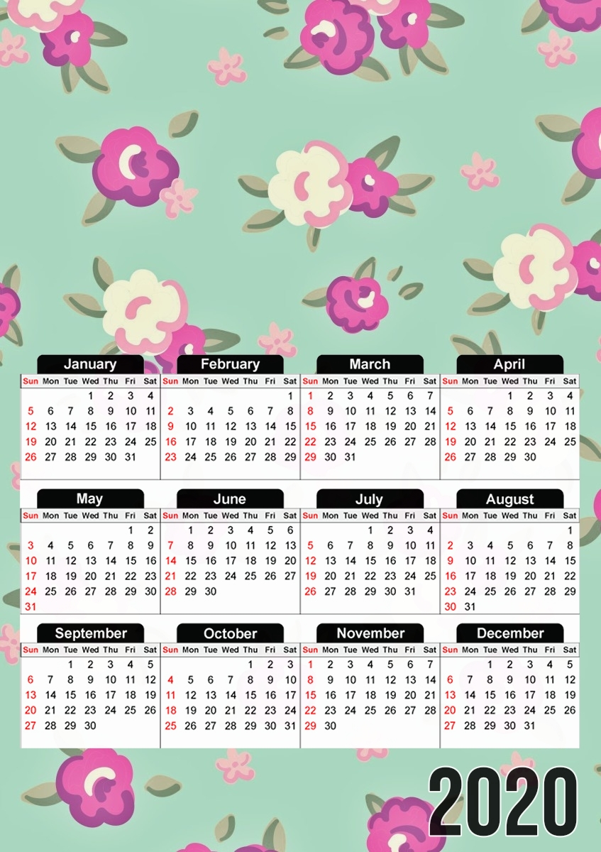  Vintage Roses Pattern for A3 Photo Calendar 30x43cm
