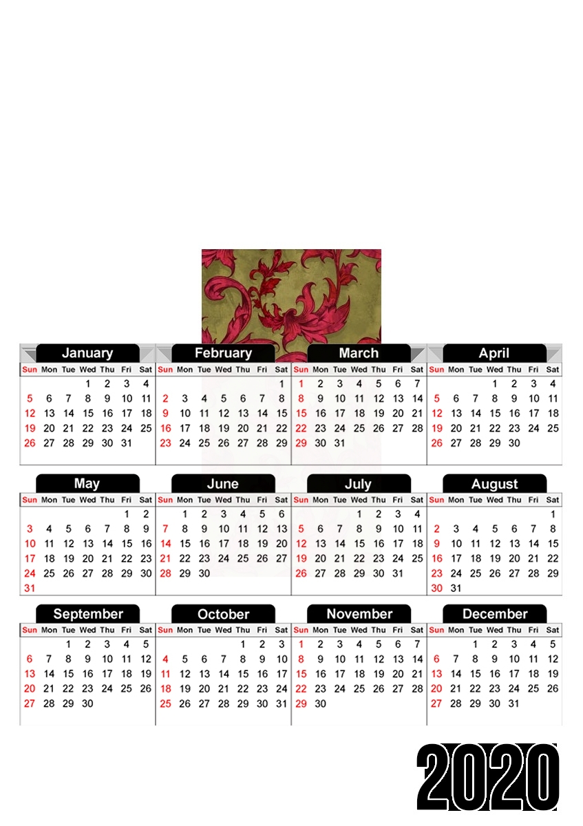  Vintage Scarlet for A3 Photo Calendar 30x43cm