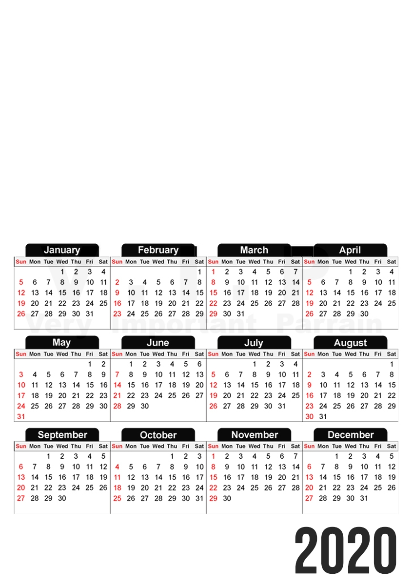  VIP Very important parrain for A3 Photo Calendar 30x43cm