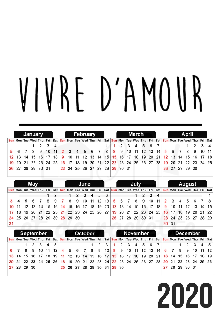  Vivre damour et de raclette for A3 Photo Calendar 30x43cm