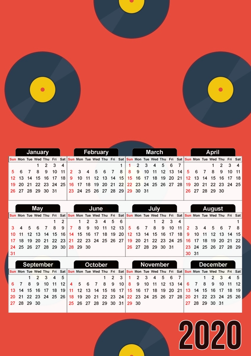  Vynile Music Disco Pattern for A3 Photo Calendar 30x43cm