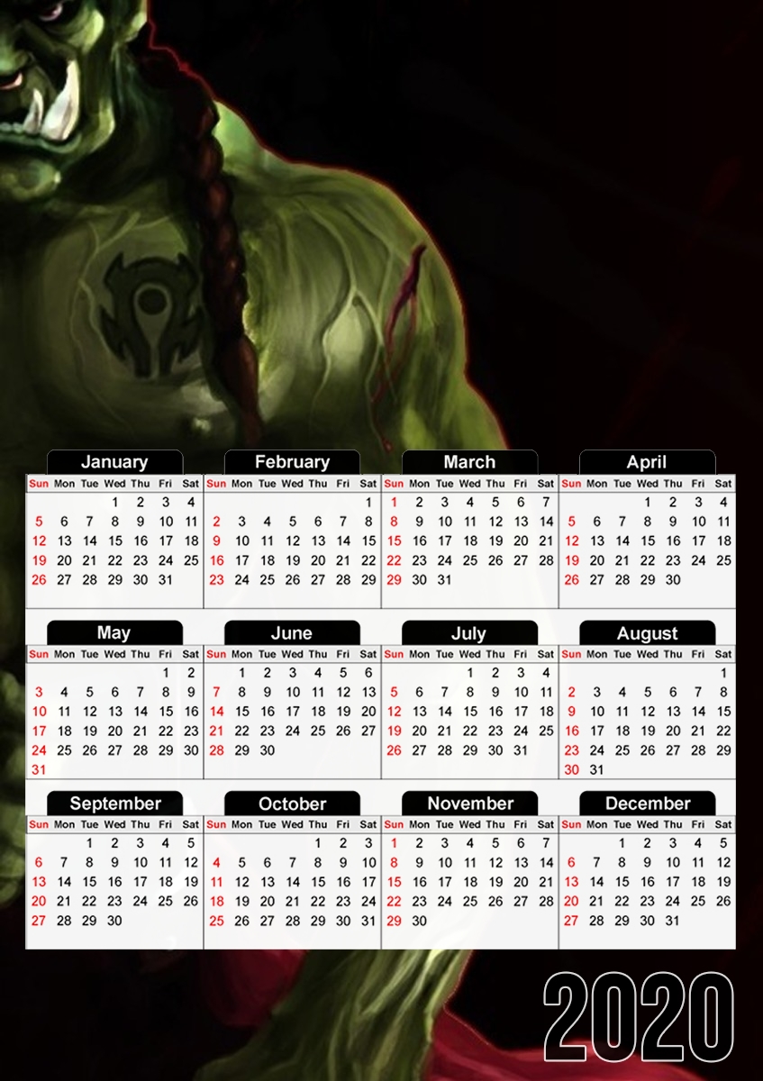  Warcraft Horde Orc for A3 Photo Calendar 30x43cm