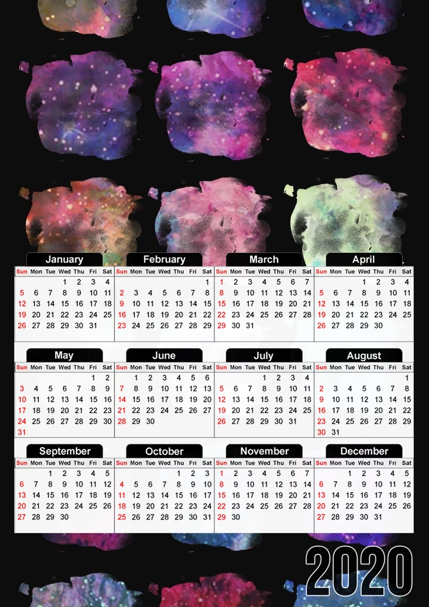  Watercolor Space for A3 Photo Calendar 30x43cm