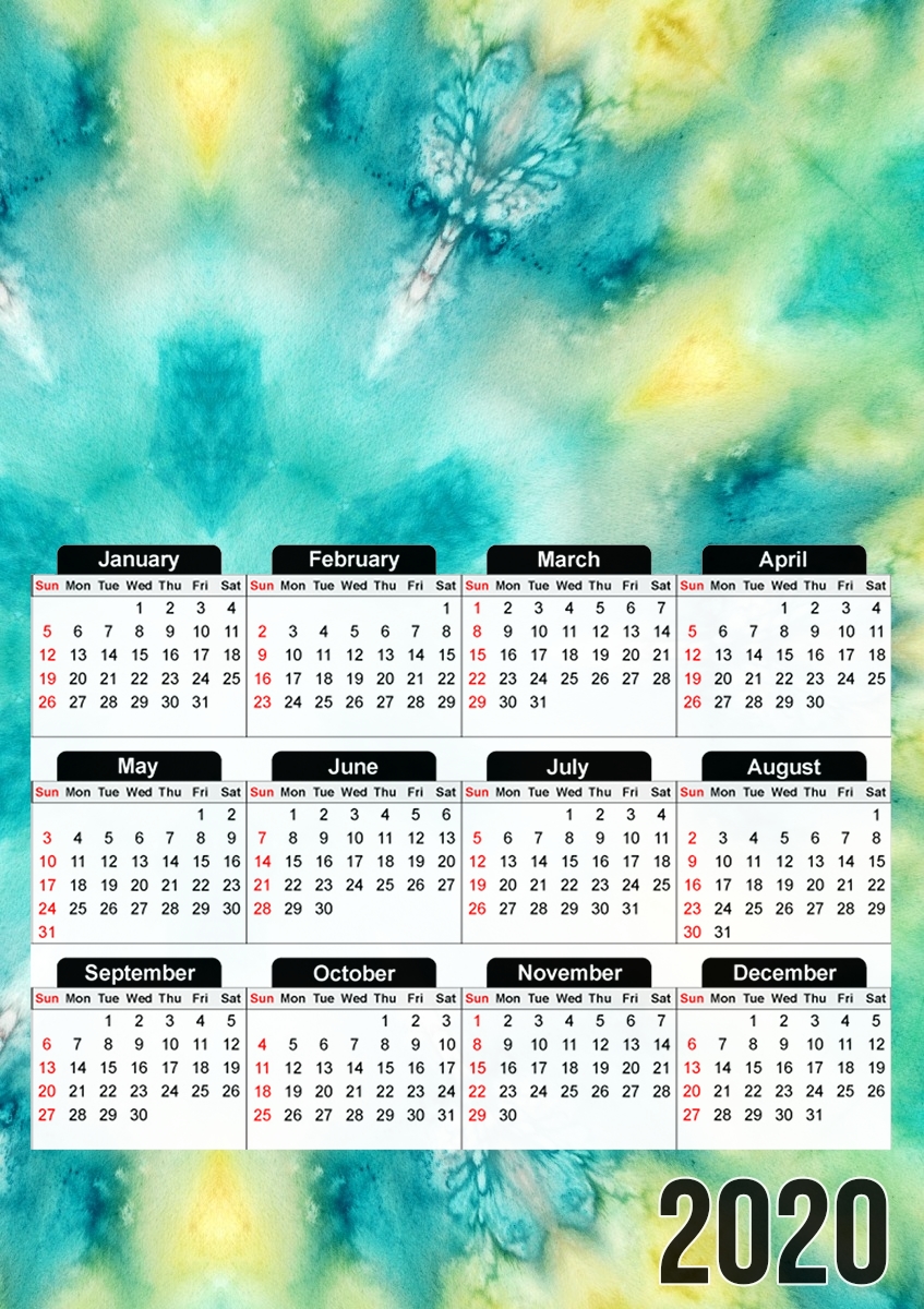  watercolor tiedye for A3 Photo Calendar 30x43cm