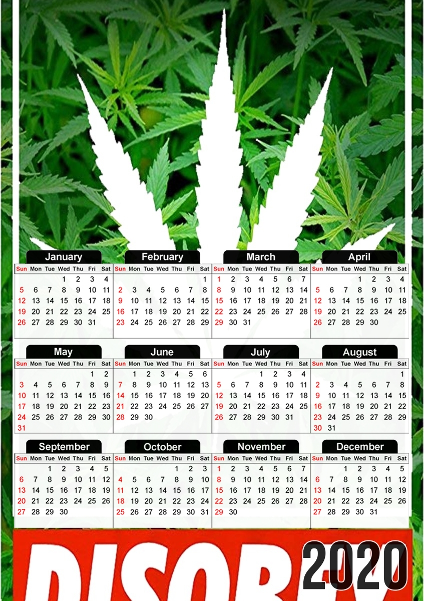  Weed Cannabis Disobey for A3 Photo Calendar 30x43cm