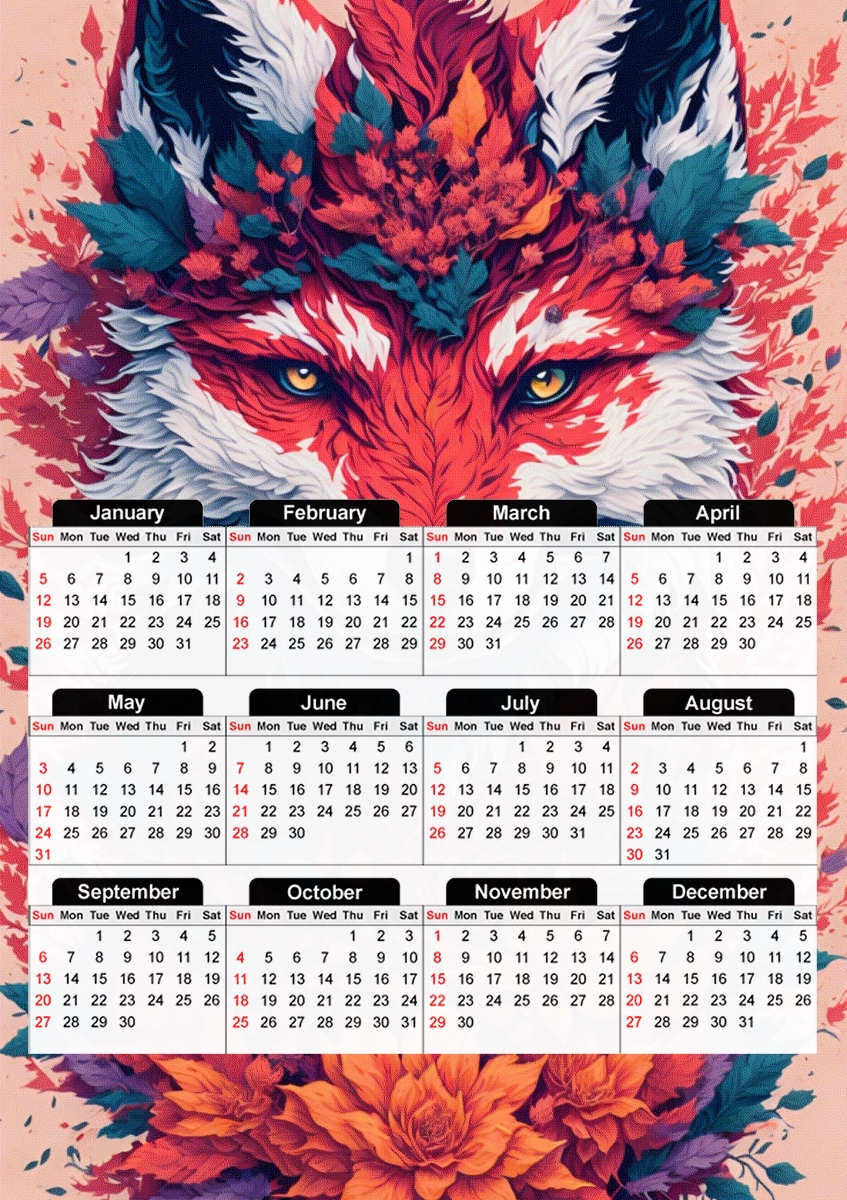  Wild Fox for A3 Photo Calendar 30x43cm