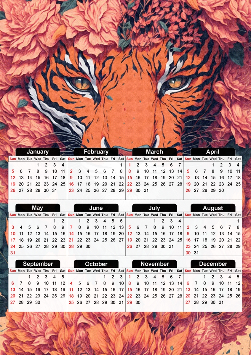  Wild Tiger for A3 Photo Calendar 30x43cm