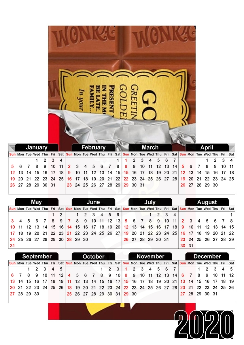  Willy Wonka Chocolate BAR for A3 Photo Calendar 30x43cm