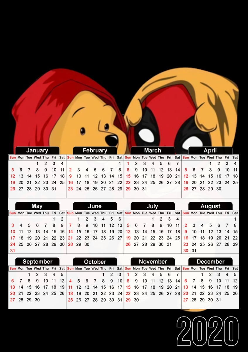  Winnnie the Pooh x Deadpool for A3 Photo Calendar 30x43cm