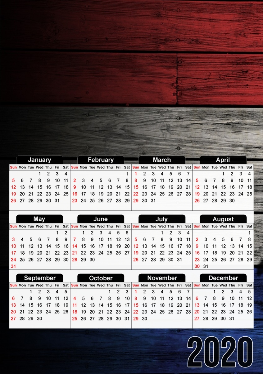  Wooden French Flag for A3 Photo Calendar 30x43cm