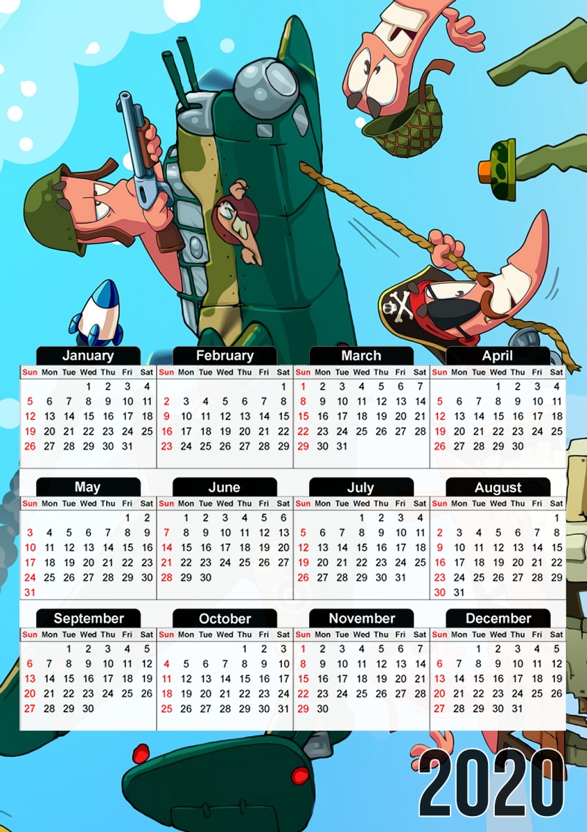  Worms Art Fan Gamer for A3 Photo Calendar 30x43cm