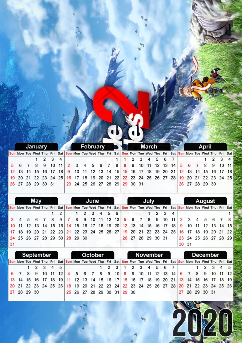  Xenoblade Chronicles 2 for A3 Photo Calendar 30x43cm