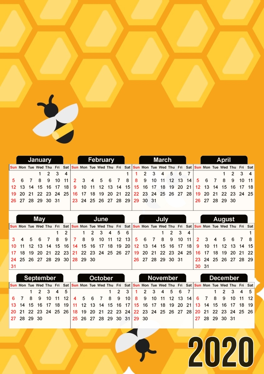  Yellow hive with bees for A3 Photo Calendar 30x43cm