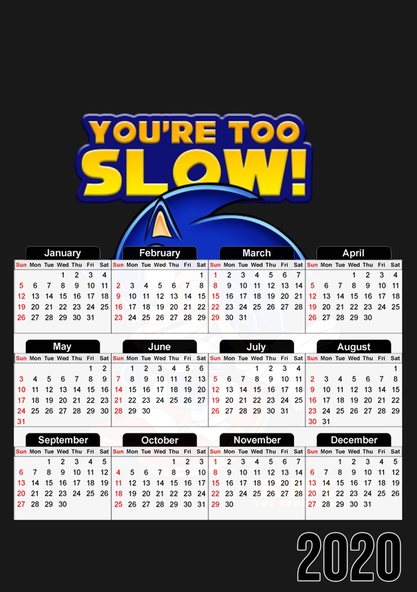  You're Too Slow - Sonic for A3 Photo Calendar 30x43cm