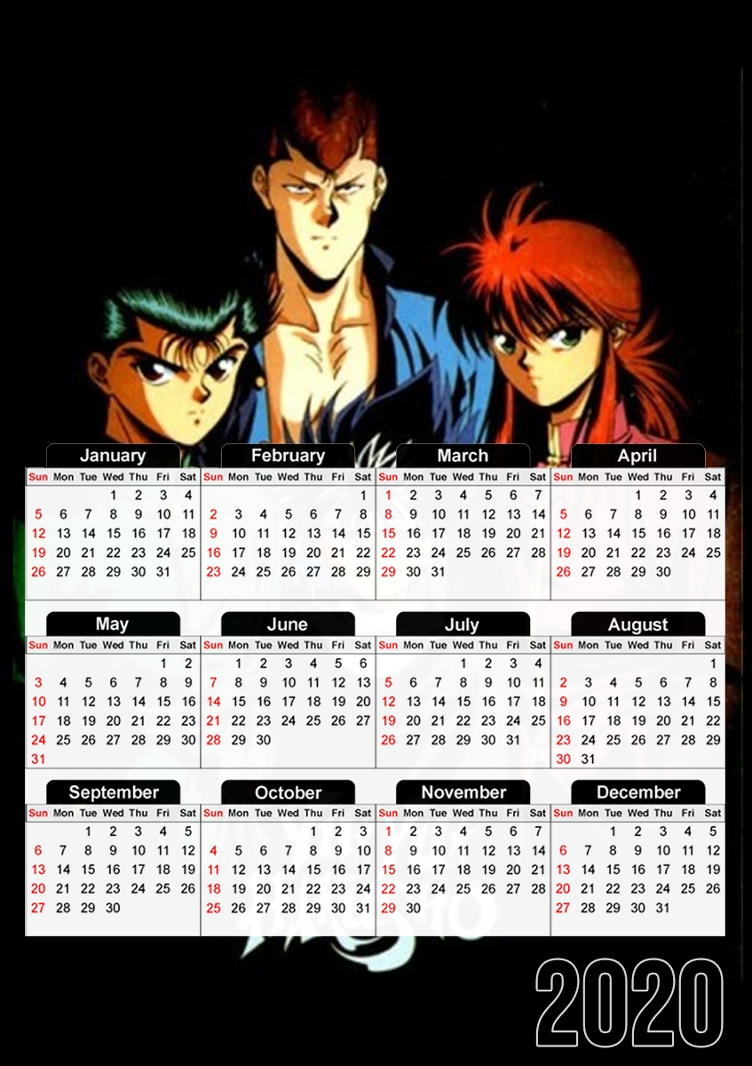  yu yu hakusho for A3 Photo Calendar 30x43cm