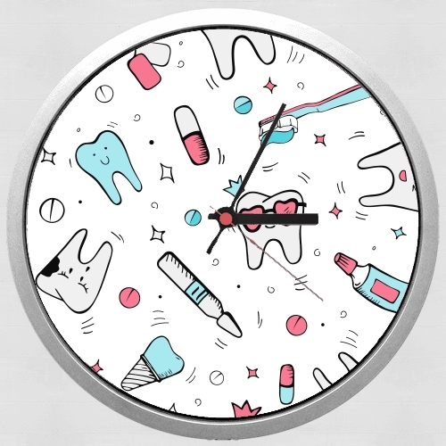  Seamless dental pattern with teeth toothpaste for Wall clock