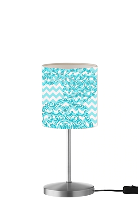  aqua chevrons and flowers for Table / bedside lamp