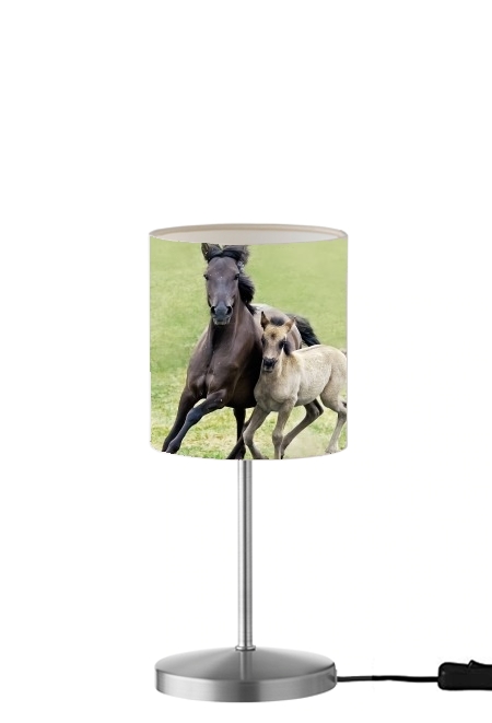  Horses, wild Duelmener ponies, mare and foal for Table / bedside lamp
