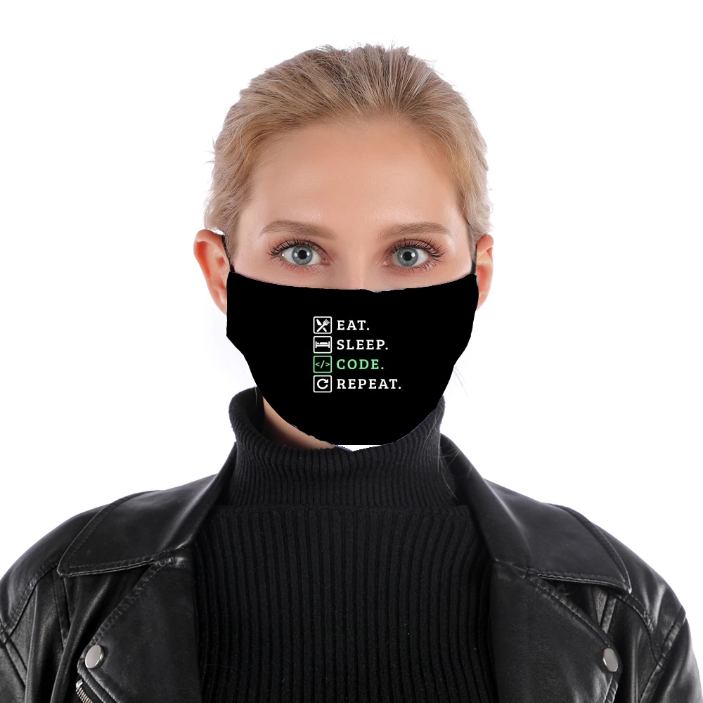  Eat Sleep Code Repeat for Nose Mouth Mask