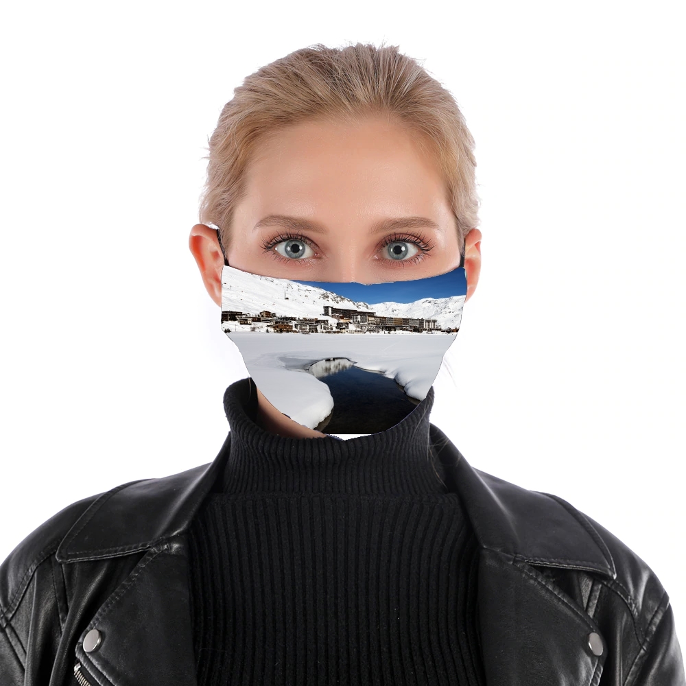  Llandscape and ski resort in french alpes tignes for Nose Mouth Mask